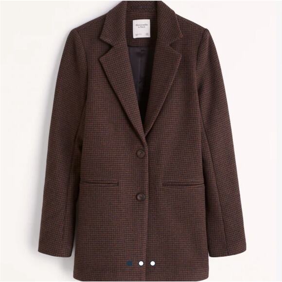 SOLD ‼️ Abercrombie & Fitch Houndstooth Wool Blend Heavyweight Double Button - Picture 1 of 7
